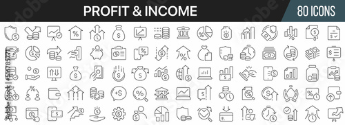 Profit and income line icons collection. Big UI icon set in a flat design. Thin outline icons pack. Vector illustration EPS10 © stas111