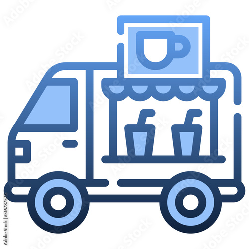 COFFEE TRUCK Gradient icon,linear,outline,graphic,illustration