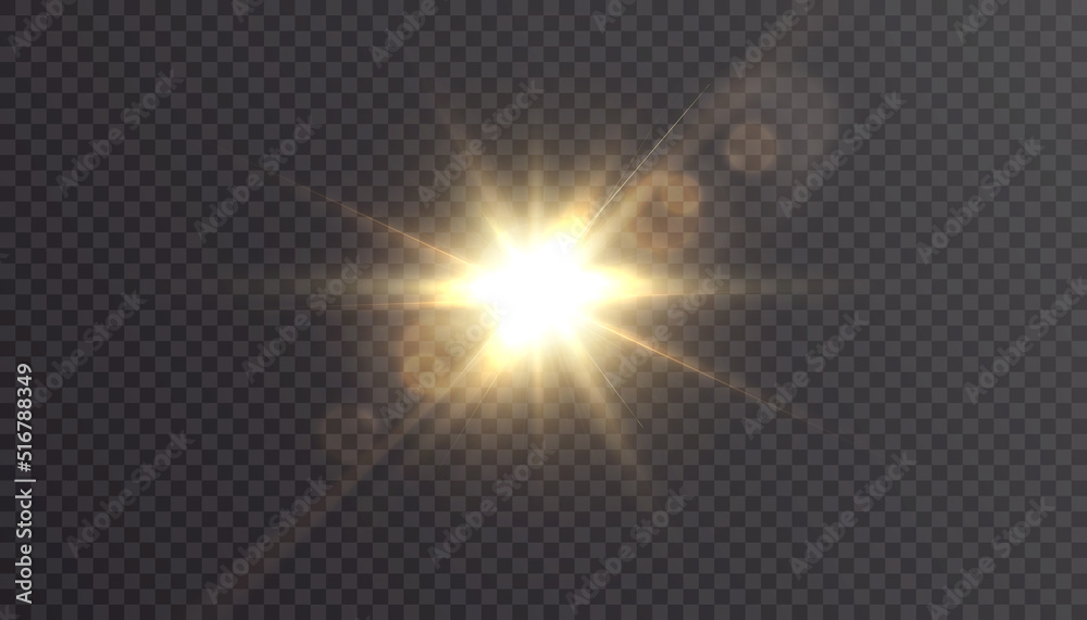 Vector Transparent Sunlight with Special Flare Light Effect. Solar Glare. png