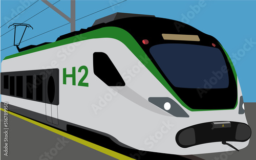 Tren H2. Tren de hidrógeno verde. Movilidad sostenible, Cero emisiones