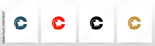 Bicep Muscle Arm On Letter Logo Design C