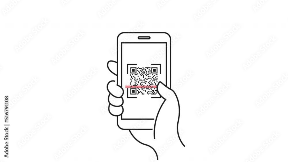 QR code. QR code for mobile app, payment and phone. Scan qr code icon. 4K video