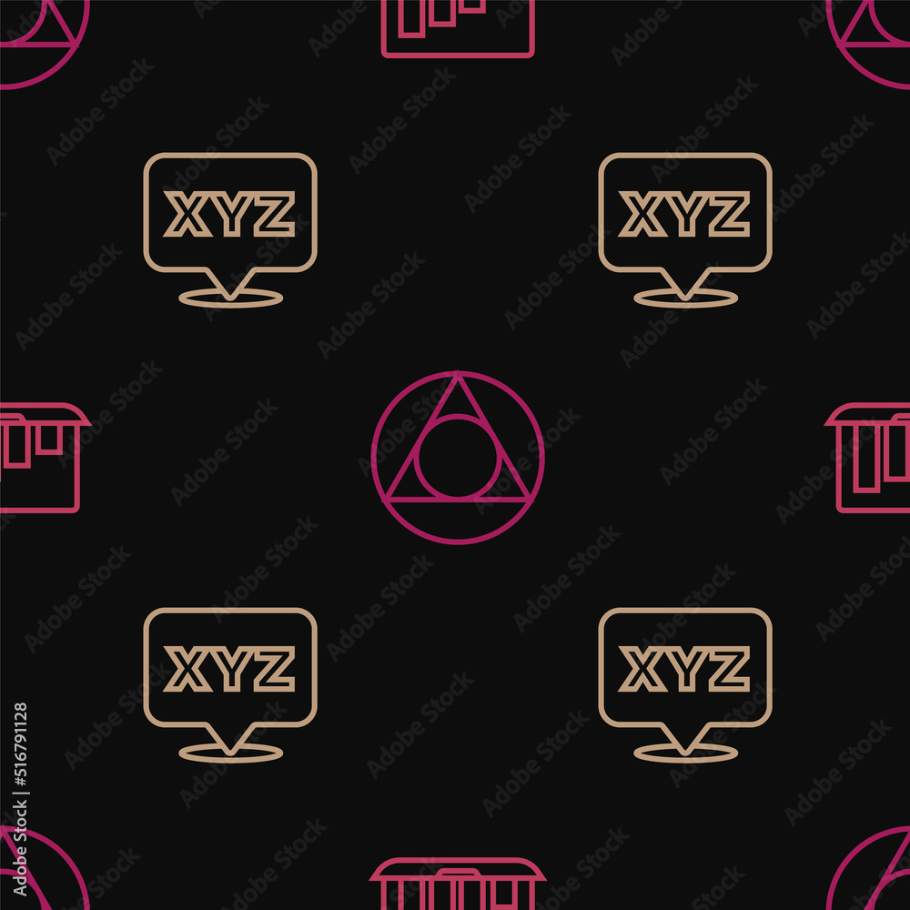 Set line Laptop with graph chart, XYZ Coordinate system and Triangle math on seamless pattern. Vector Set line Laptop with graph chart, XYZ Coordinate system and Triangle math on seamless pattern. Vector