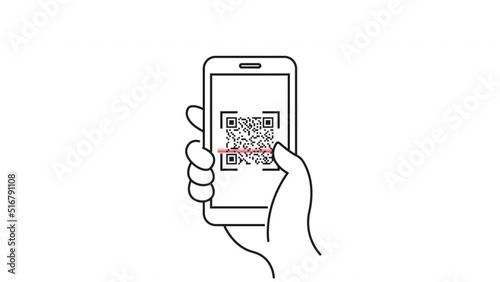 QR code. QR code for mobile app, payment and phone. Scan qr code icon. 4K video