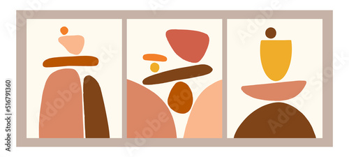 Minimalist Earthy Colors Boho Abstract Art Vector Set Elegant Illustration