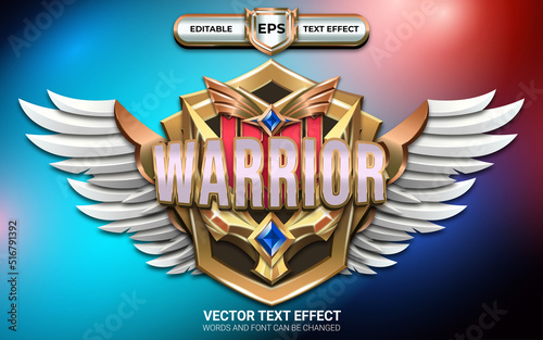 Warrior Game Badge with Editable text effect
