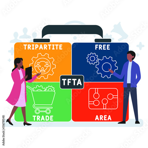 TFTA Tripartite Free Trade Area acronym. business concept background. vector illustration concept with keywords and icons. lettering illustration with icons for web banner, flyer, landing pag photo