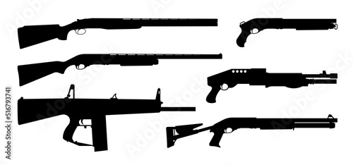 Print op canvas Weapons silhouette set