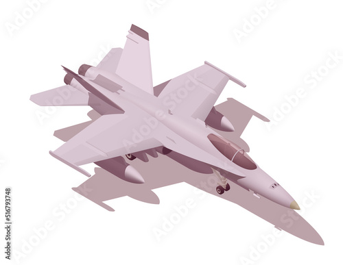 Isometric FA-18 hornet. Isolated low poly fighter jet on white backgroung. Vector illustrator photo