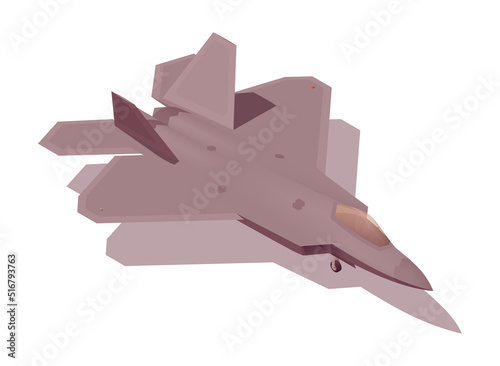 Isometric F-22 raptor. Isolated low poly fighter jet on white backgroung. Vector illustrator