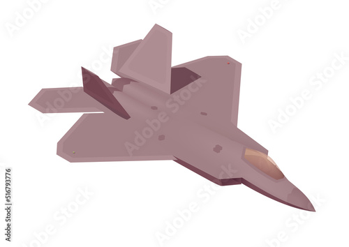 Isometric F-22 raptor. Isolated low poly fighter jet on white backgroung. Vector illustrator
