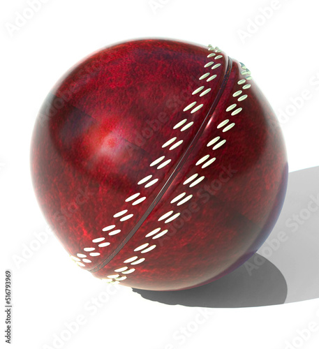 leather red cricket ball 3d render illustration