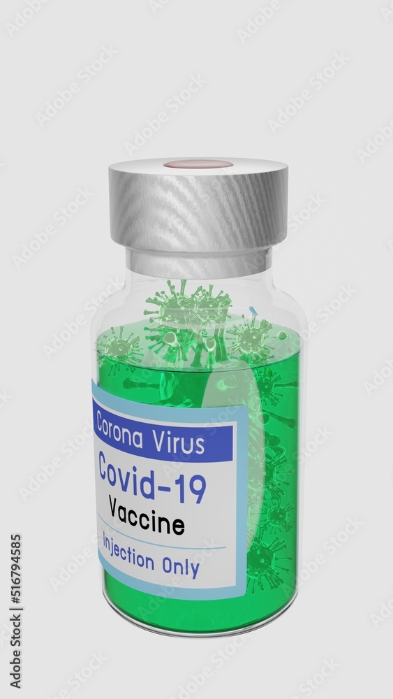 Obraz premium vaccine and syringe for destroy corona virus or covid-19 or other virus. 3d illustration 