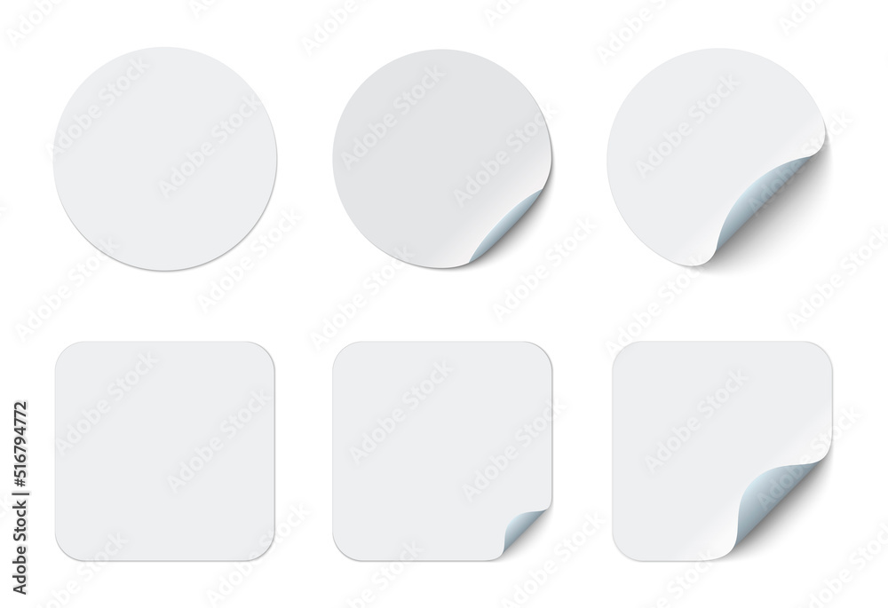 Blank adhesive stickers mock up with curved corner. Mockup empty rectangular sticky label. Blank adhesive stickers mock up with curved corner. Mockup empty rectangular sticky label.