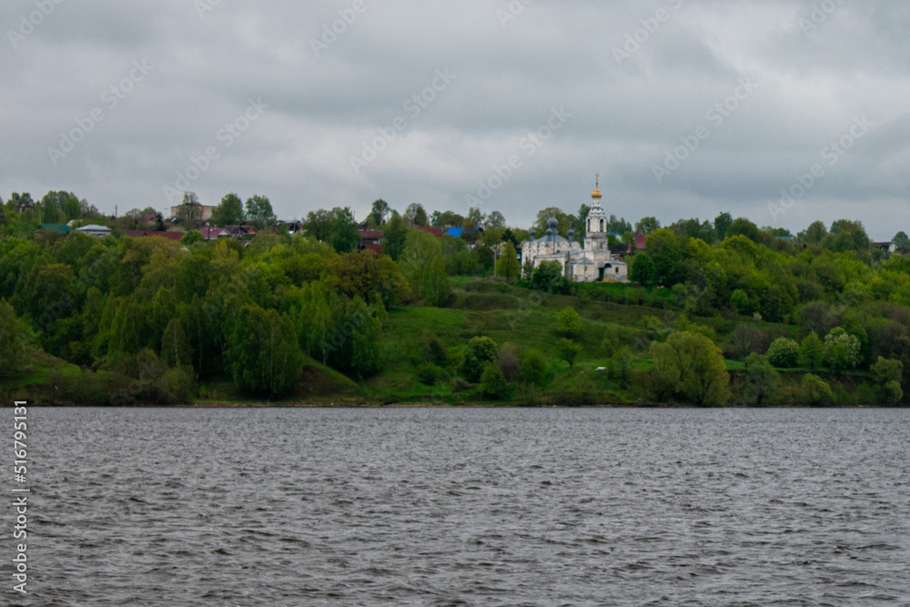 beautiful Christian monastery on the banks of the river
