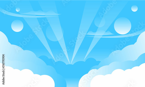Cartoon blue clouds trendy vector background