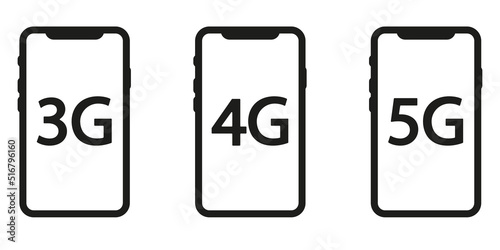 Mobile communication 3G, 4G and 5G icon . Advanced high speed wireless technology. Vector illustration eps10