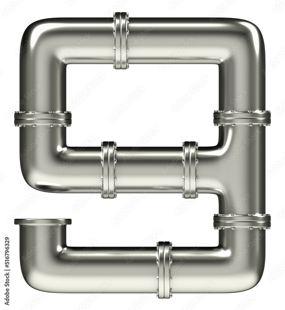 Number 9 made of steel pipes, isolated on white, 3d rendering Number 9 made of steel pipes, isolated on white, 3d rendering