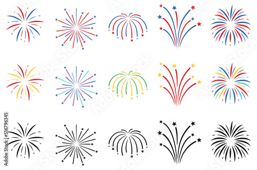 Fireworks Clipart Set - Color and Silhouette