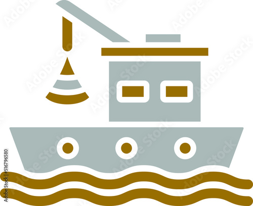 Boat Fishing Icon Style