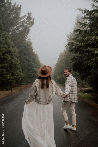 couple in love on Madeira mountains Portugal 