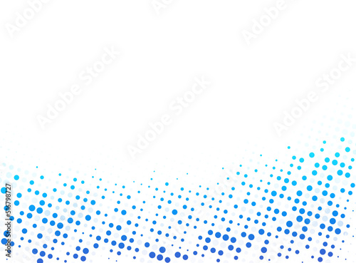 Blue and light blue abstract dotted background with copy space. Creative halftone pattern, design template and illustration on white background.
