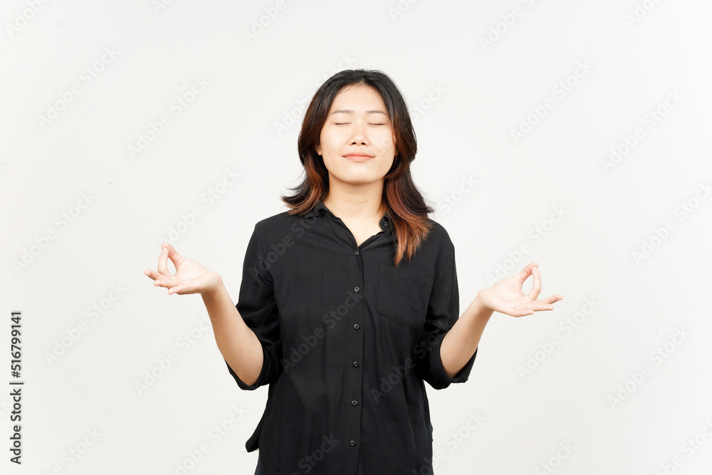 Meditation Gesture of Beautiful Asian Woman Isolated On White Background Meditation Gesture of Beautiful Asian Woman Isolated On White Background