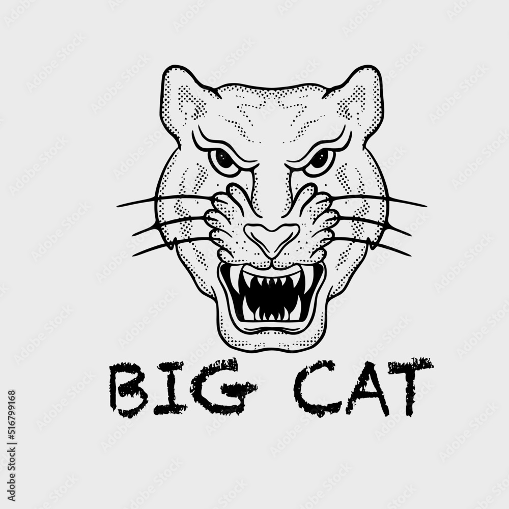 Big cat illustration vector for tshirt jacket hoodie can be used for stickers etc Big cat illustration vector for tshirt jacket hoodie can be used for stickers etc