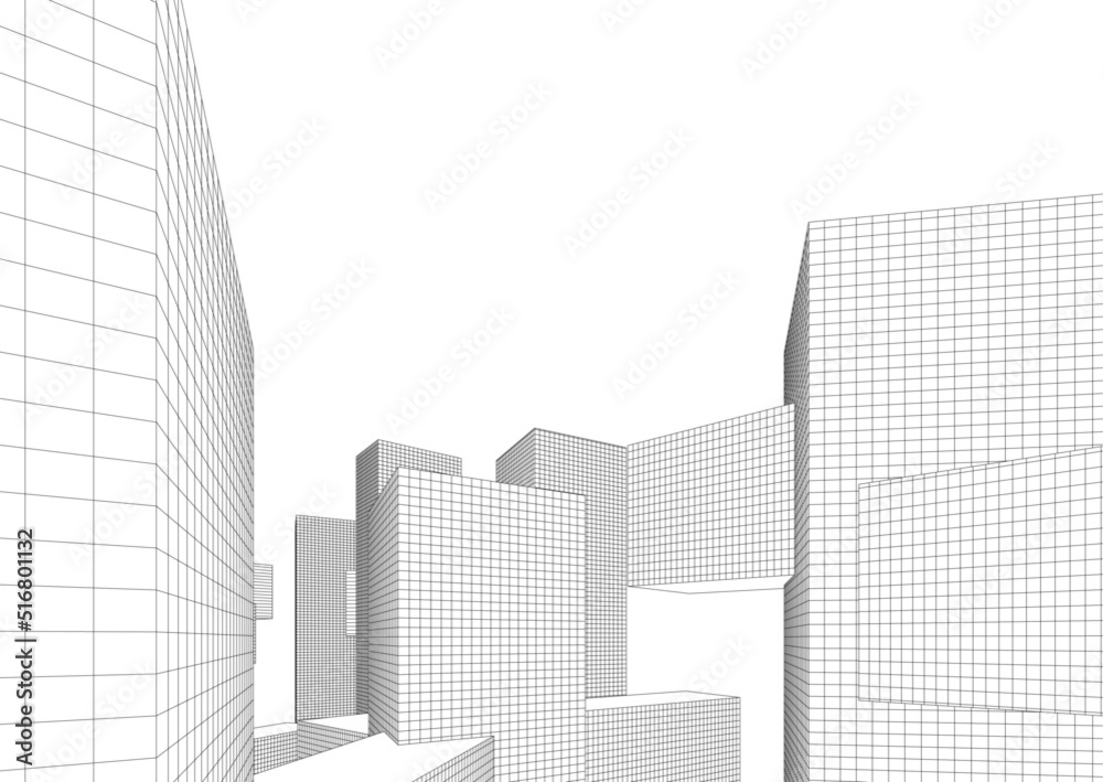 Modern architecture building 3d 