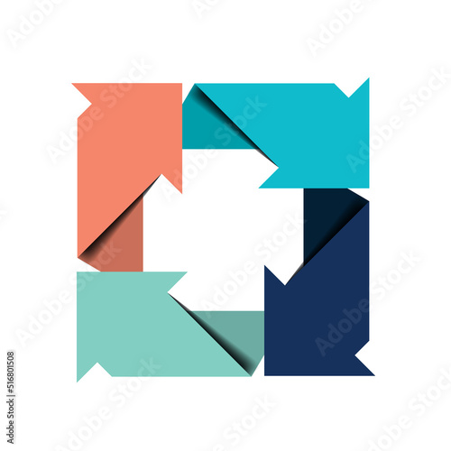 Arrow square connected infographic. 4 step design. Vector illustration.