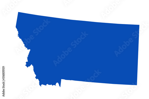 MONTANA Map blue Color on White Backgound