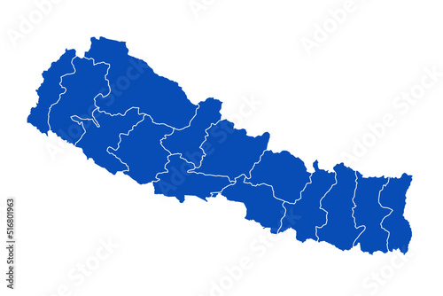 Nepal Map blue Color on White Backgound