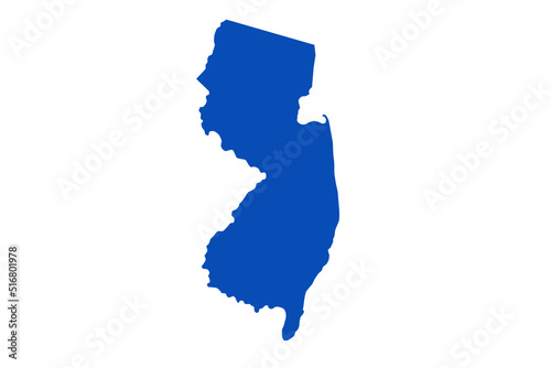 NEW JERSEY Map blue Color on White Backgound