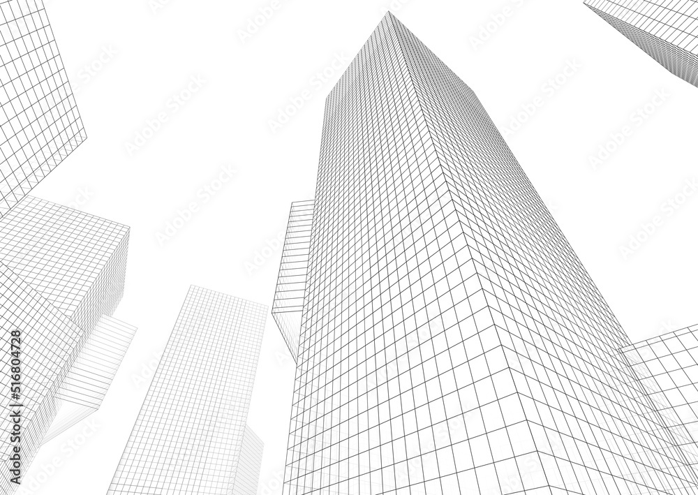 Fototapeta premium Modern architecture building 3d rendering