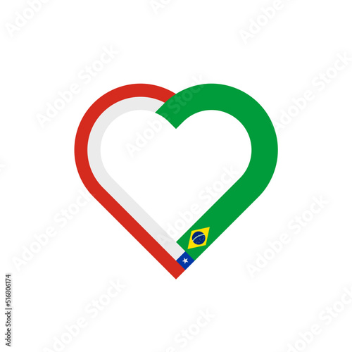 unity concept. heart ribbon icon of chile and brazil flags. vector illustration isolated on white background