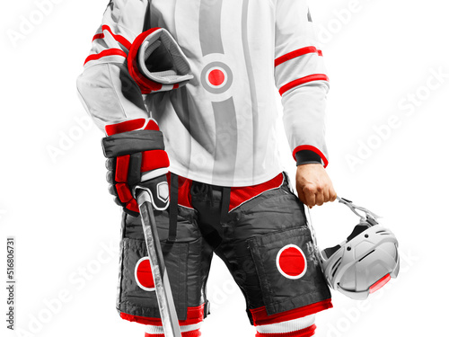ice hockey porofessional player close up on white background