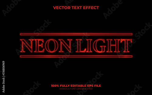Editable Vector Text Effect Neon Light Glow Effect with Red Color Movie Text Title