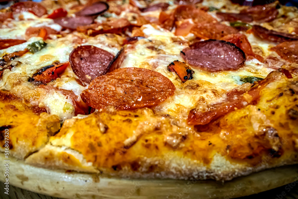 fresh ruddy hot pizza on the table fresh ruddy hot pizza on the table