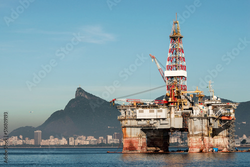 Oil Drilling Platform in Guanabara Bay in Rio de Janeiro, Brazil photo