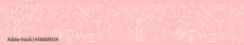 Women health, hygiene and contraception seamless background pattern.
