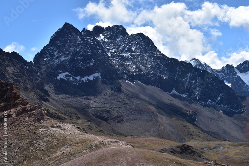 The Rainbow Mountain Vinicunca (Montana de siete colores) and the valleys and landscapes around it in Peru