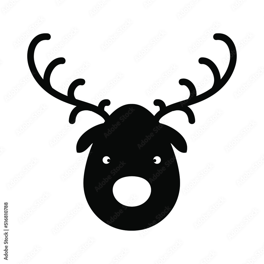 Deer head silhouette isolated on white background. Vector illustration ...