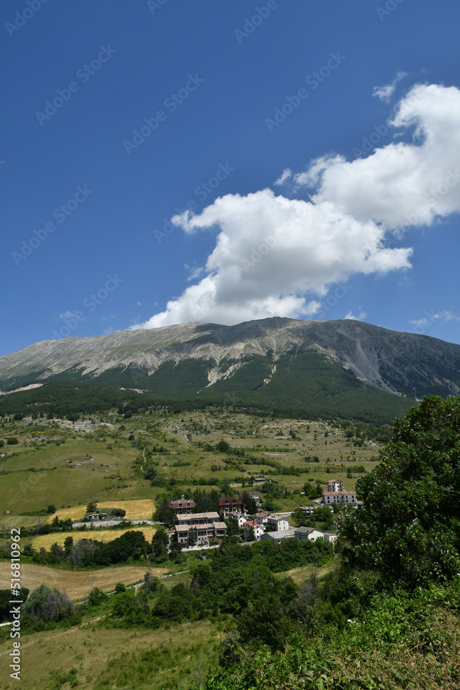 View of Mount Amiata from Campo di Giove, a village in the Abruzzo region of Italy.