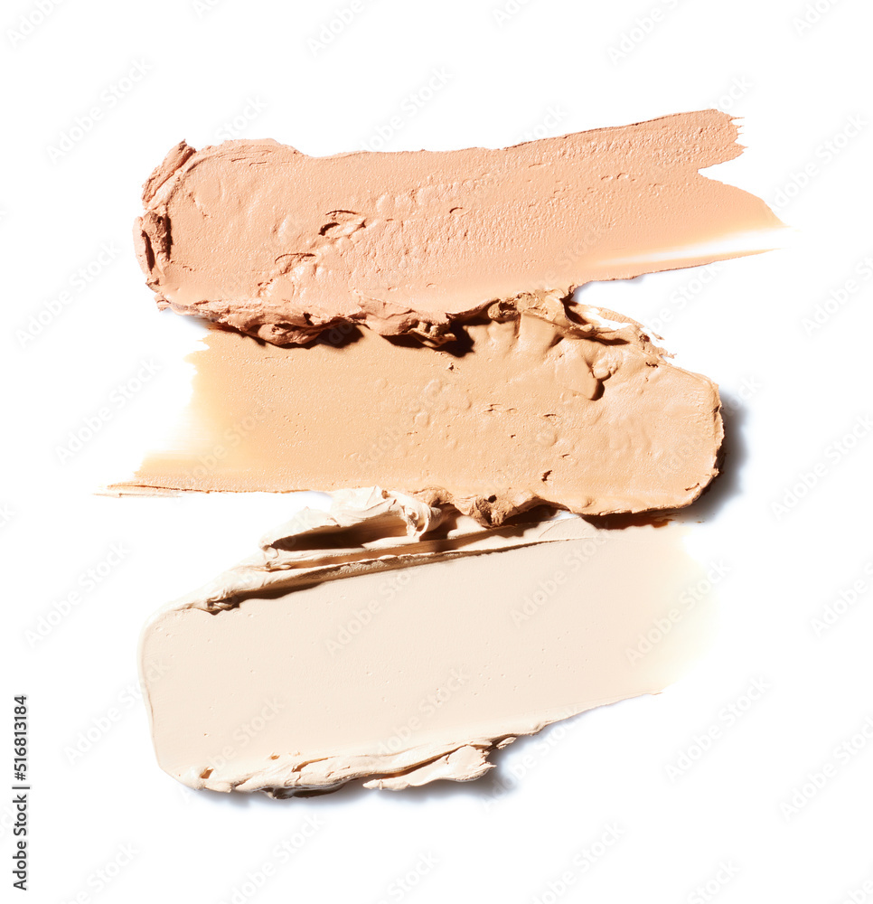 Smears of tone foundation isolated on white background Smears of tone foundation isolated on white background