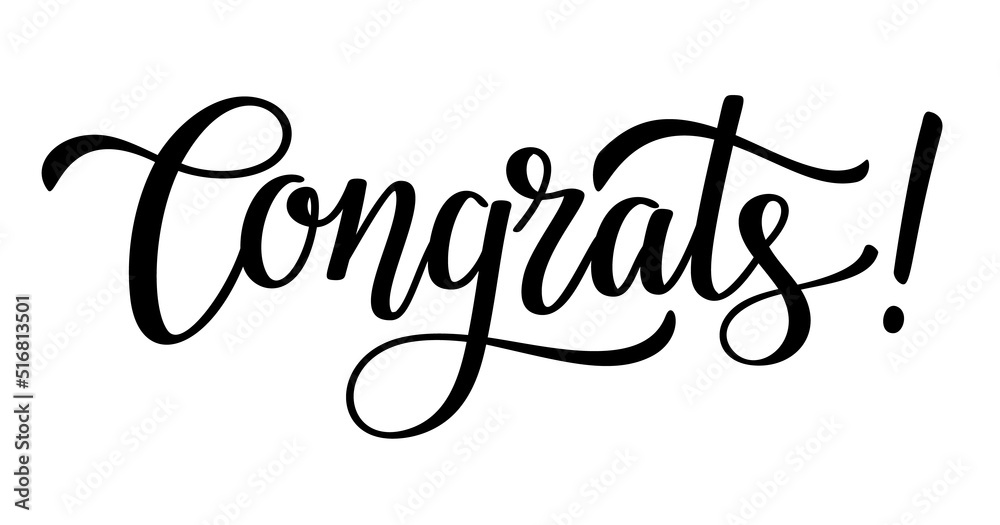 Hand drawn Congrats black lettering. Vector illustration