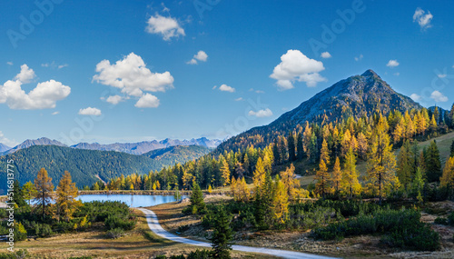 Peaceful autumn Alps mountain view. Reiteralm, Steiermark, Austria. © wildman