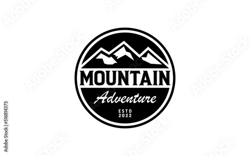 Mountain adventure illustration, outdoor adventure . Vector graphic