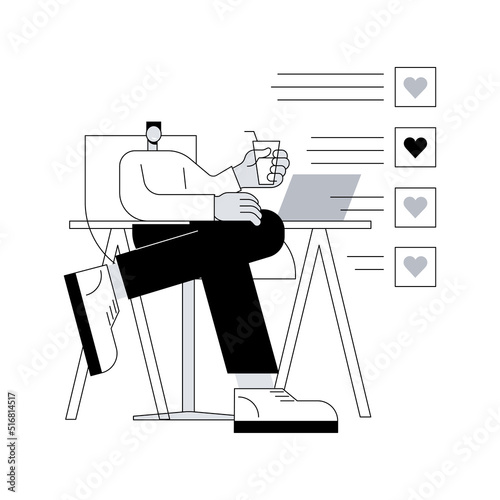 Wishlist abstract concept vector illustration. Online shopping wishlist, e-commerce website, add to personalized collection, user account, product in stock, online retailer abstract metaphor.