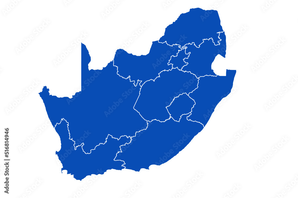 South Africa Map  blue Color on White Backgound