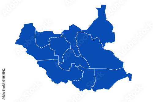 South Sudan Map blue Color on White Backgound